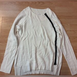 Vince cream zipper crew neck sweater